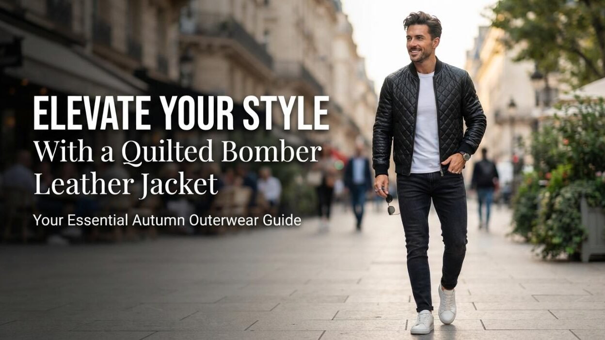 Quilted Bomber Leather Jacket