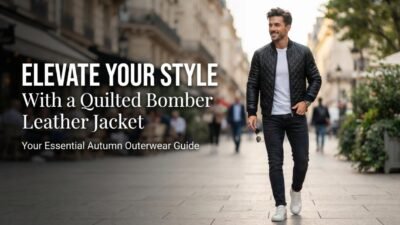 Quilted Bomber Leather Jacket