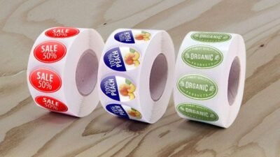 custom oval roll labels with logo